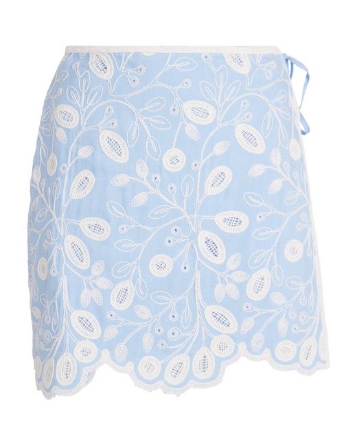 Jonathan Simkhai Blue Embroidered Delaney Mini Skirt