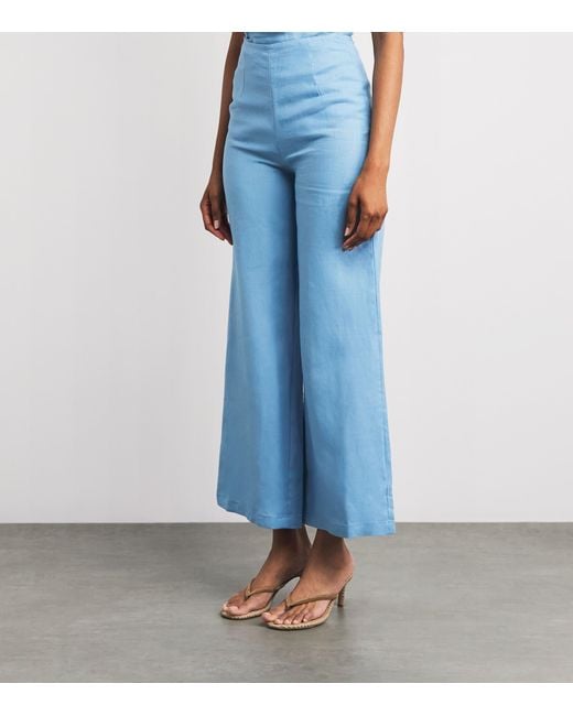 Faithfull The Brand Blue Linen Syna Wide-Leg Trousers