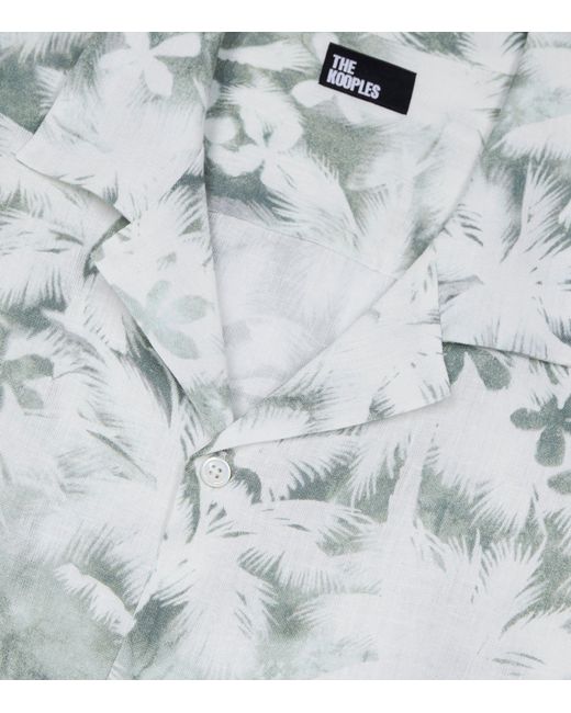 The Kooples Blue Linen-blend Palm Tree Print Shirt for men