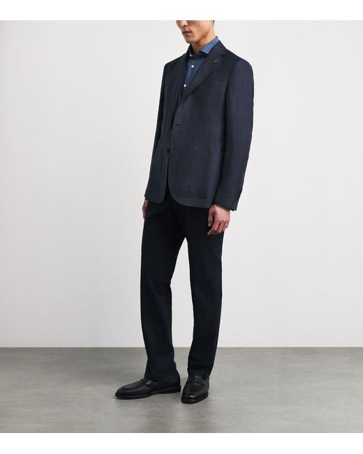 Pal Zileri Blue Linen-Wool Brera Blazer for men
