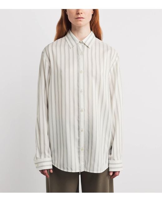 The Row White Eirlys Silk Stripe Shirt