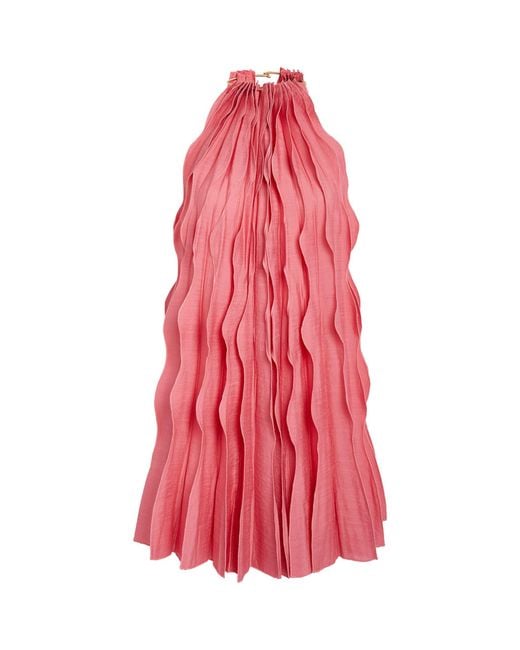 Cult Gaia Pink Pleated Marla Mini Dress