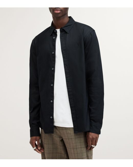 AllSaints Black Stretch-cotton Hawthorne Shirt for men