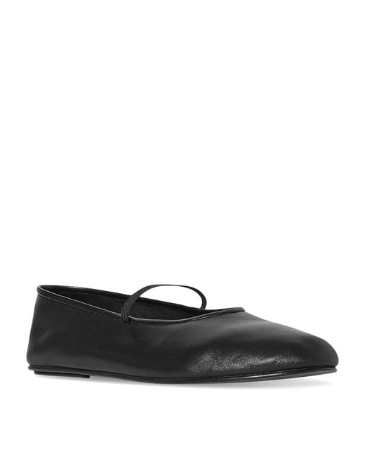 The Row Black Leather Ballet Flats