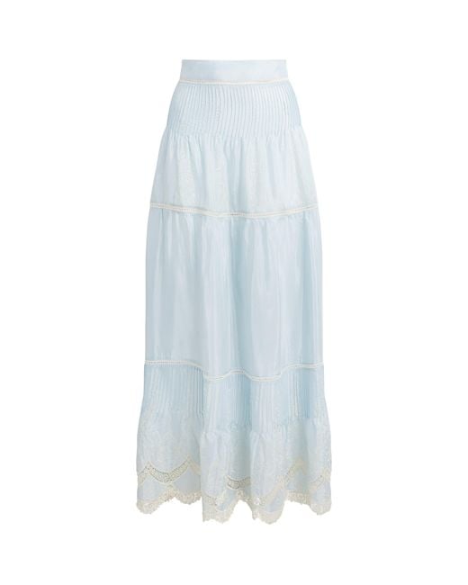 Lug Von Siga Blue Cotton-Blend Sybill Maxi Skirt