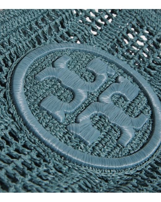 Tory Burch Blue Small Crochet Ella Tote Bag