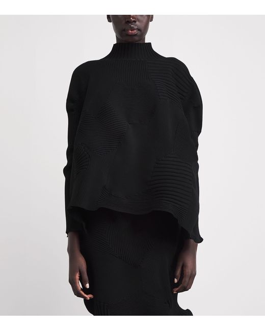 Issey Miyake Black Kone Kone High-Neck Top