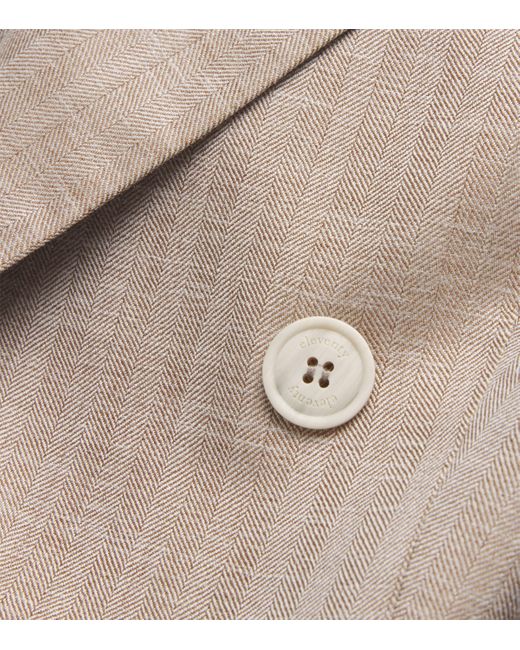 Eleventy Natural Wool-Silk-Linen Double-Breasted Blazer