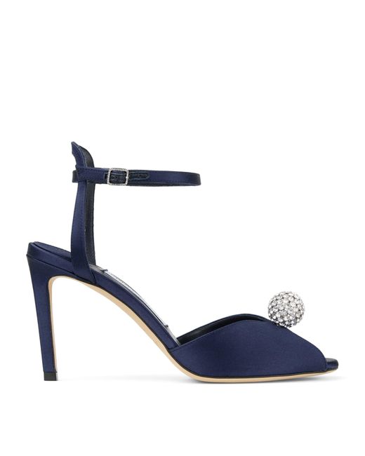 Jimmy Choo Blue Sacora 85 Satin Heeled Sandals
