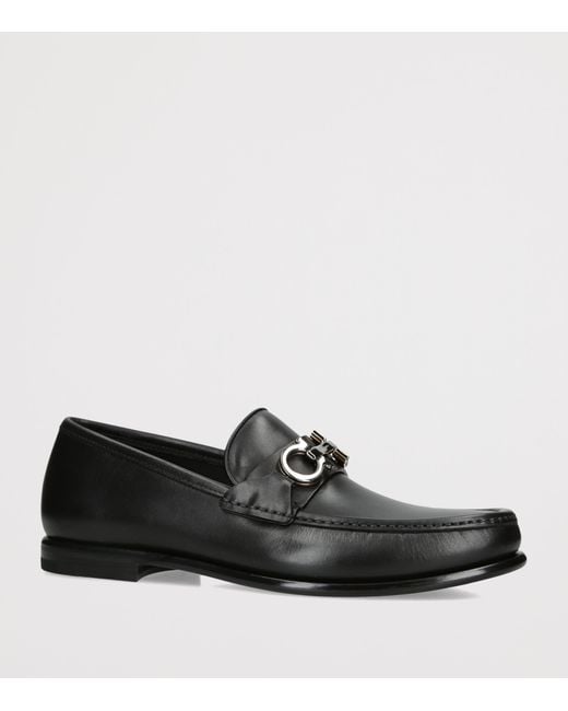 Ferragamo Black Leather Avril Loafers for men