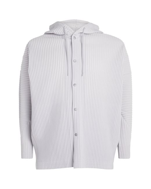 Homme Plissé Issey Miyake Blue Pleated Hoodie for men