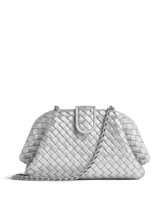 Bottega Veneta Gray Small Leather Lauren 1980 Clutch Bag
