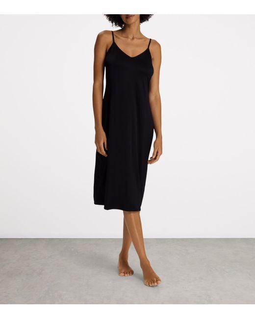 Hanro Blue Stretch-Satin Deluxe Slip Dress