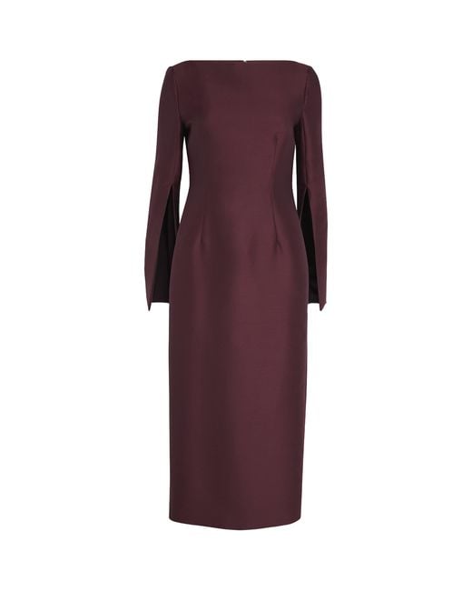 Adam Lippes Purple Wool-Silk Talitha Midi Dress