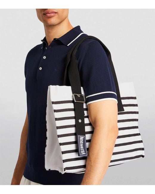 Vilebrequin Black Striped Tote Bag for men