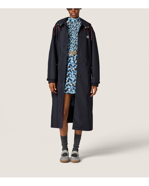 Miu Miu Blue Technical Hooded Coat