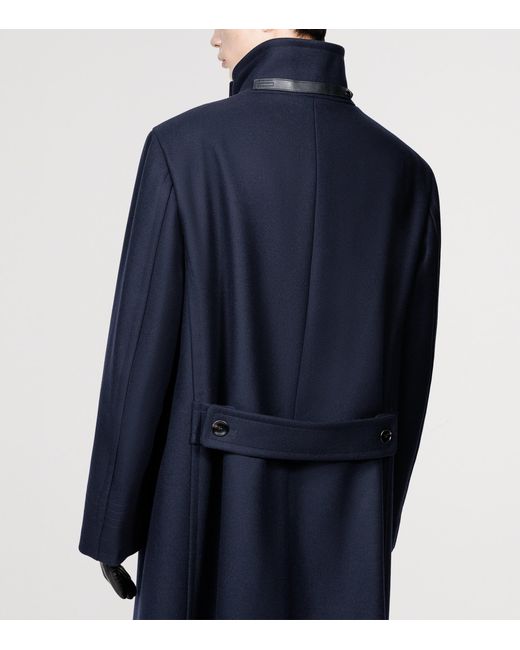 Tom Ford Blue Wool Military Overcoat for men