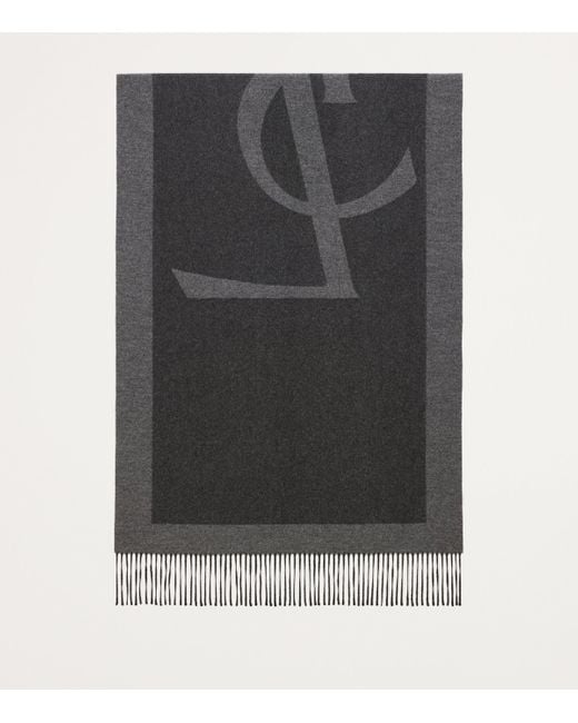 Saint Laurent Gray Silk Logo Scarf for men