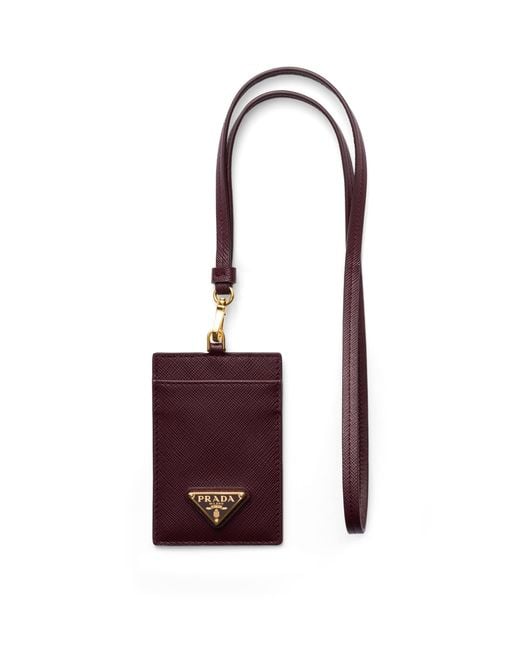 Prada Purple Saffiano Leather Badge Holder