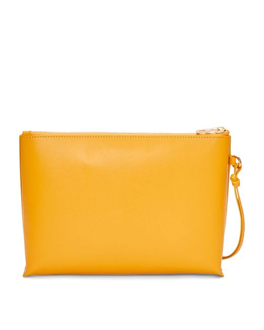 Loewe Leather Logo T Pouch in Yellow | Lyst