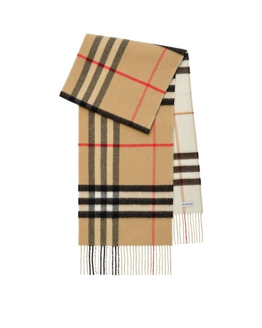 Burberry Natural Cashmere Reversible Check Scarf