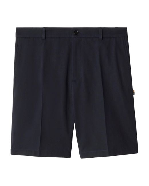 Burberry Blue Cotton Ekd Slim Shorts for men