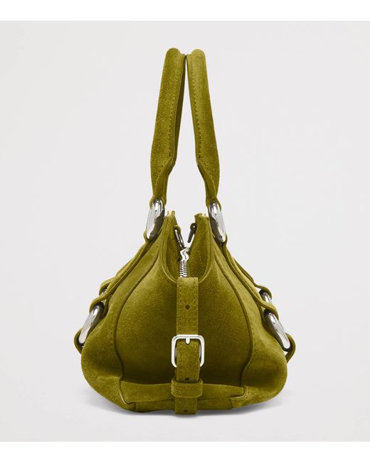 McQueen Green Small Suede Farringdon Top-Handle Bag