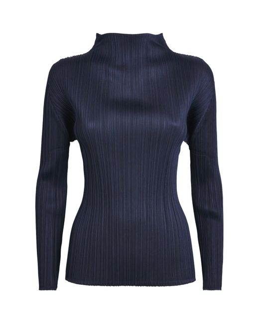 Pleats Please Issey Miyake Blue New Colorful Basics 4 Long-Sleeve Top