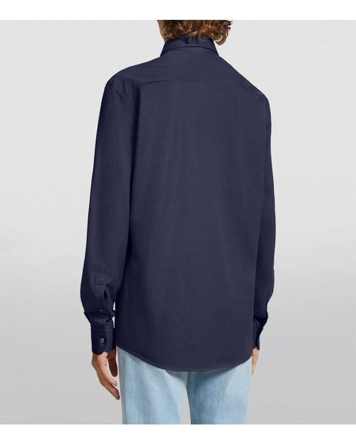 Zegna Blue Cotton Jersey Long-sleeved Shirt for men