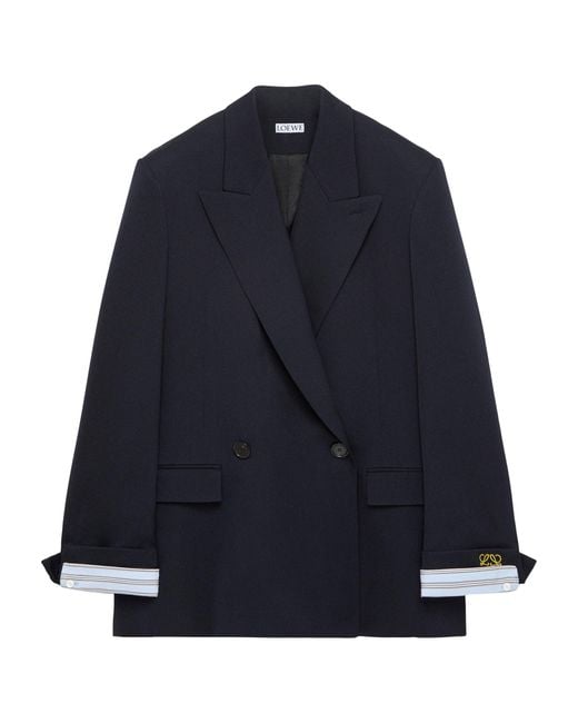 Loewe Blue Double-Breasted Jacket With Cuffs for men