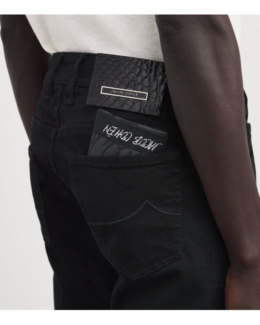 Jacob Cohen Black Crocodile Skin-Patch Bard Slim Jeans for men
