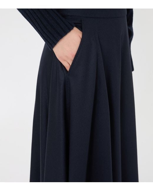 Max Mara Blue Virgin Wool Midi Skirt