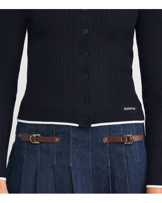 Sandro Blue Cable-Knit Cardigan
