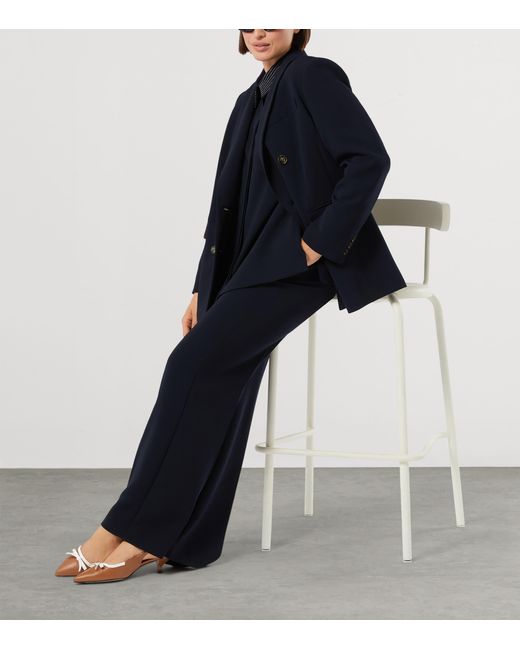 Marina Rinaldi Blue Cady Double-Breasted Blazer