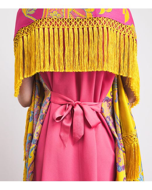 Taller Marmo Orange Fringed Pahlavi Kaftan Maxi Dress