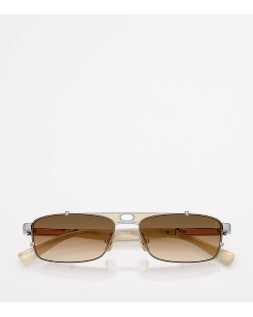 Brunello Cucinelli Natural Titanium Rectangular Paloma Sunglasses
