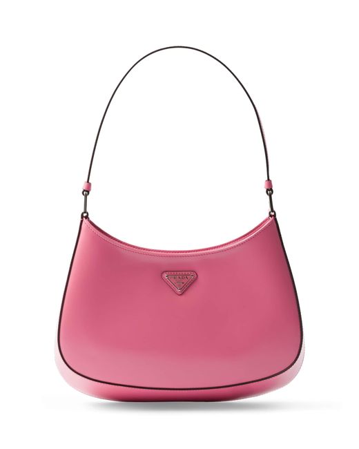 Prada Pink Brushed Leather Cleo Shoulder Bag