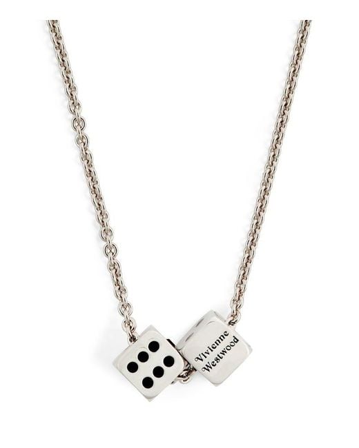 アクセサリー vivienne westwood Hendrix Dice Pendant Vivienne Westwood Hendrix Dice Pendant Silver In Ivory Dice