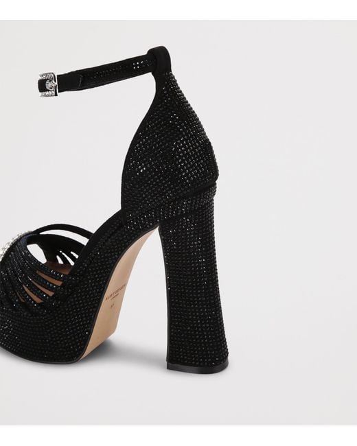 Kurt Geiger Black Crystal Strap Platform Sandals