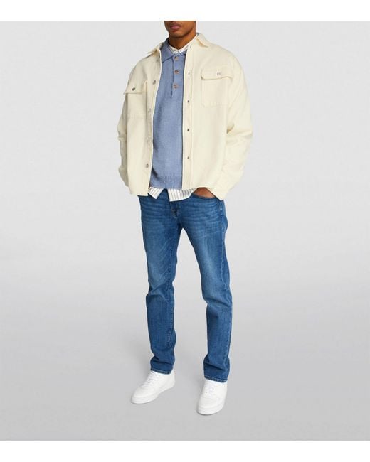 FRAME Blue Terry Cotton Textured Jacket for men