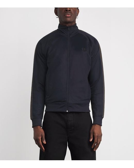 Fred Perry Blue Contrast-Tape Track Jacket for men