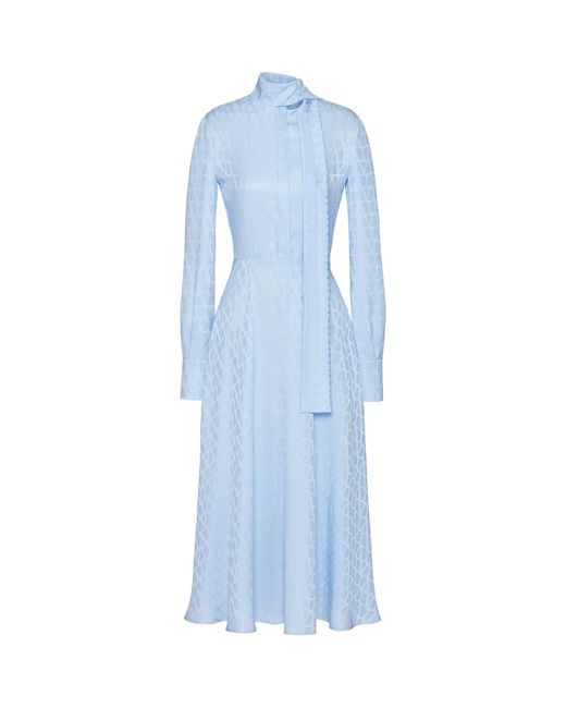 Valentino Garavani Blue Silk Scarf-neck Dress