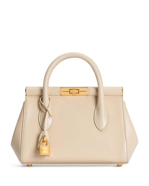 Dolce & Gabbana Natural Mini Leather Marlene Top-Handle Bag