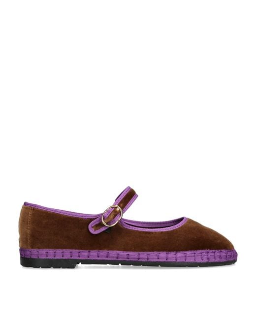 Flabelus Red Velvet Archer Mary Janes