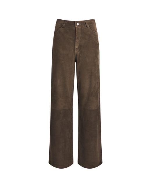 Stylein Brown Suede Victory High-Rise Trousers