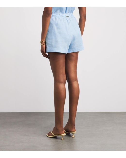 Heidi Klein Blue Linen Ponza Drawstring Shorts