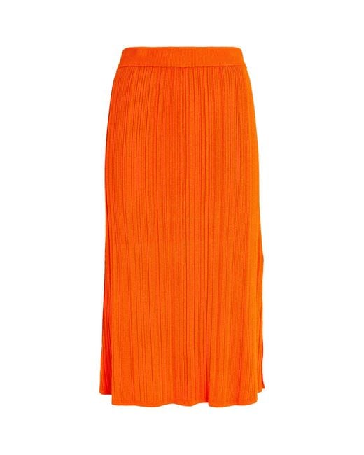 JOSEPH Synthetic Rib-knit Midi Skirt in Orange | Lyst Canada