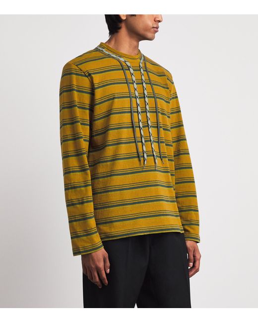 Craig Green Yellow Stripe Lace Long-Sleeve T-Shirt for men