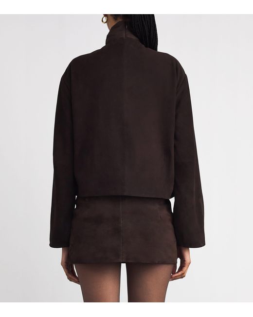 St. Agni Black Suede Utility Cocoon Bomber Jacket