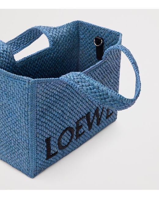 Loewe Blue X Paula's Ibiza Small Raffia Font Tote Bag